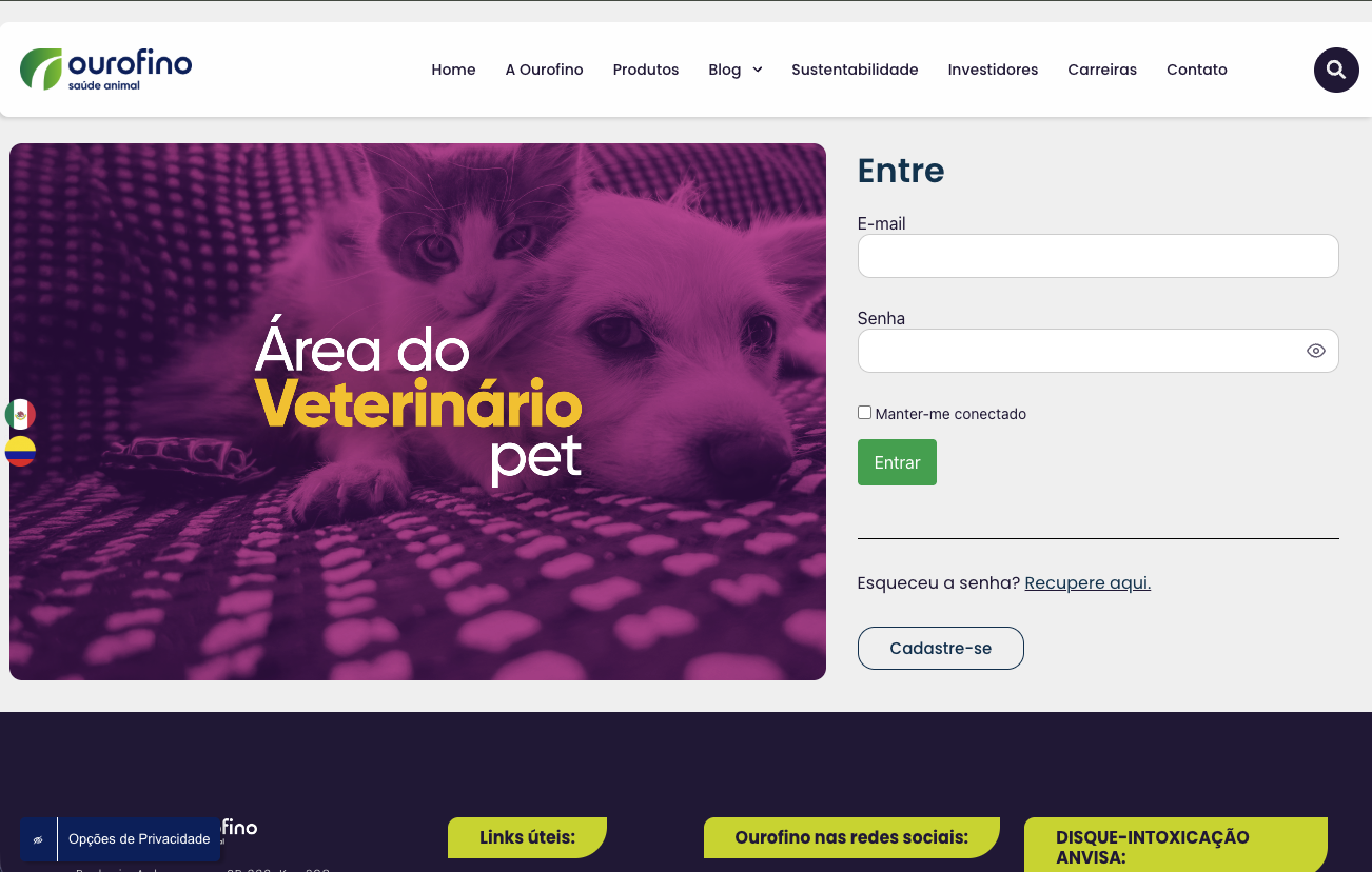 Área do Veterinário — Portal Ouro Fino